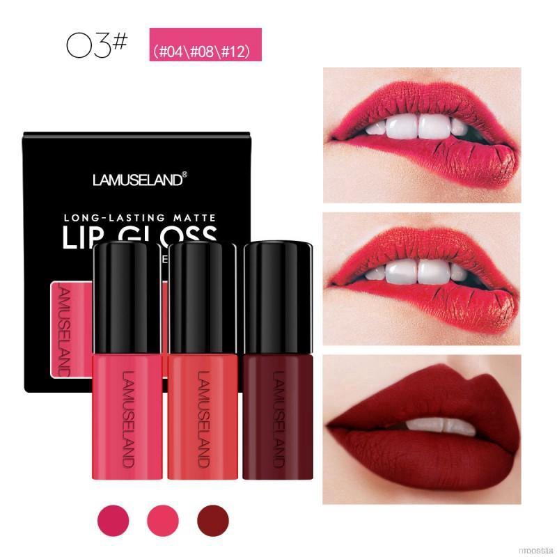 [Hàng mới về] Set 3 son môi dạng lỏng chống dính cốc/chống thấm lên màu đẹp | BigBuy360 - bigbuy360.vn