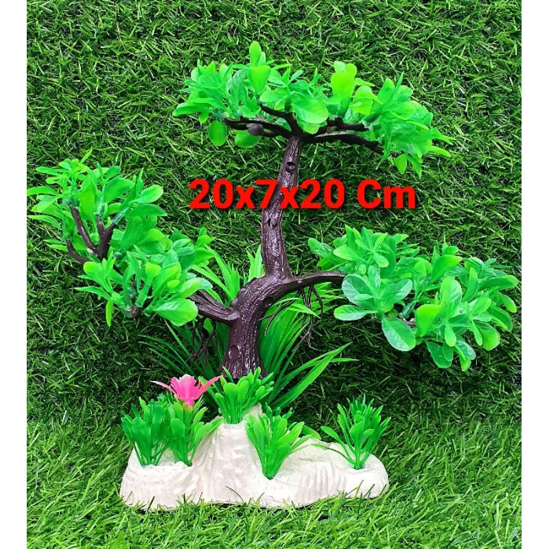 Cây nhựa trang trí bể cá - trang trí tiểu cảnh siêu đẹp bonsai bụi to