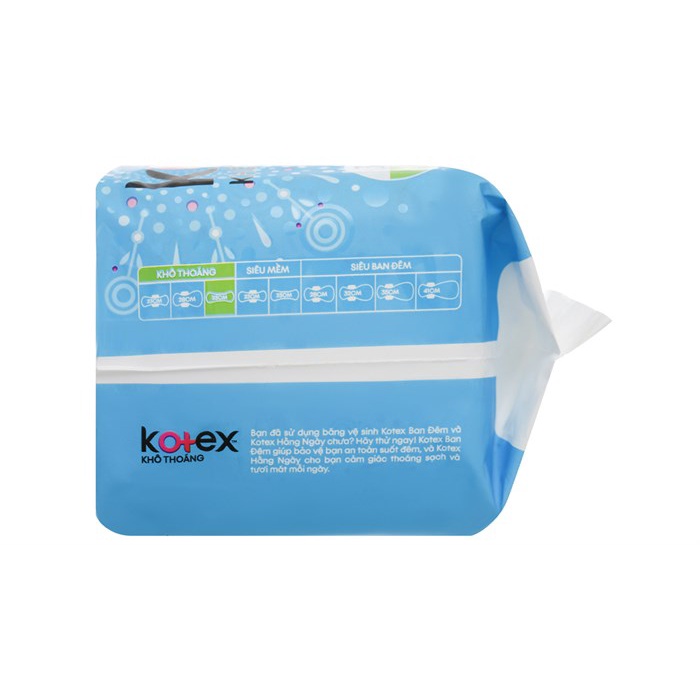 Băng vệ sinh Kotex chống tràn khô thoáng không cánh gói 8 miếng