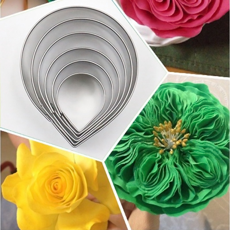 Set 6 khuôn cắt tạo hình cánh hoa hồng L6S2 D8T4