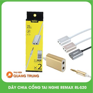 Dây chia tai nghe 1 cổng ra 2 cổng remax rl-s20