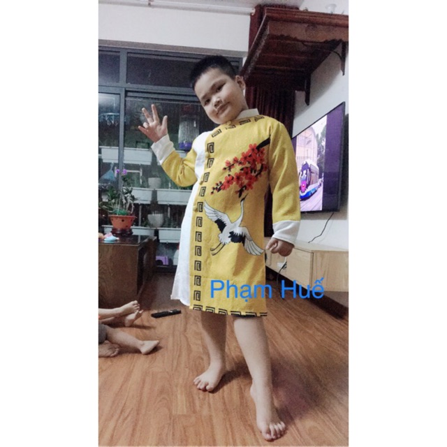 Áo dài gấm xốp bé trai loại 1 10-40kg