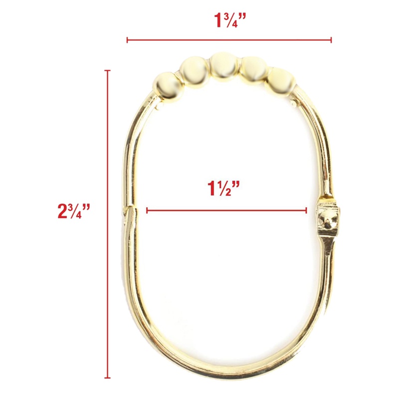 Bộ 12 Móc Treo Rèm Nhà Tắm Bằng Crom Màu Vàng Chất Lượng Cao