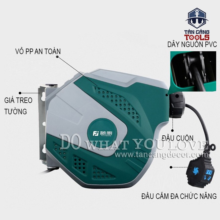 Bộ Rút Dây Điện Tự Động 15 Mét Fujiwara FUJE03315