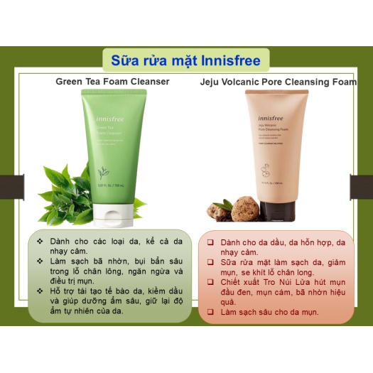 Sữa Rửa Mặt Innisfree 150g Sạch Da, Ngừa Mụn, Kiểm Soát Dầu, Ngừa Lão Hóa Hàn Quốc