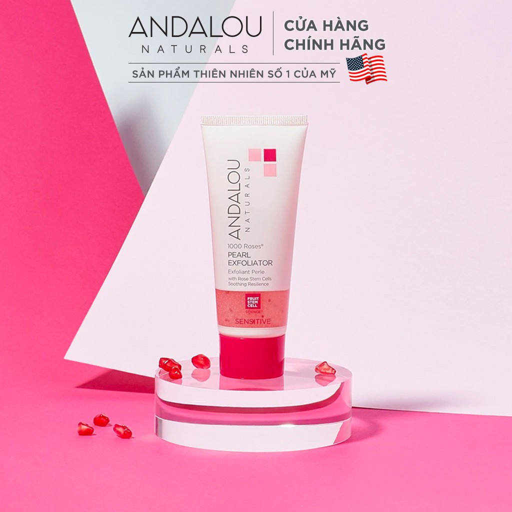 Gel Làm Sạch Tế Bào Chết Ngọc Trai Cho Da Nhạy Cảm Andalou Naturals Sensitive 1000 Roses Pearl Exfoliator 58ml