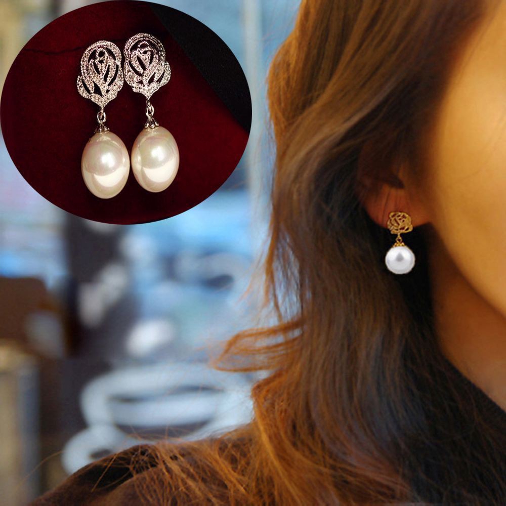 Đôi khuyên tai dạng thả hạt tròn thanh lịch cho nữ