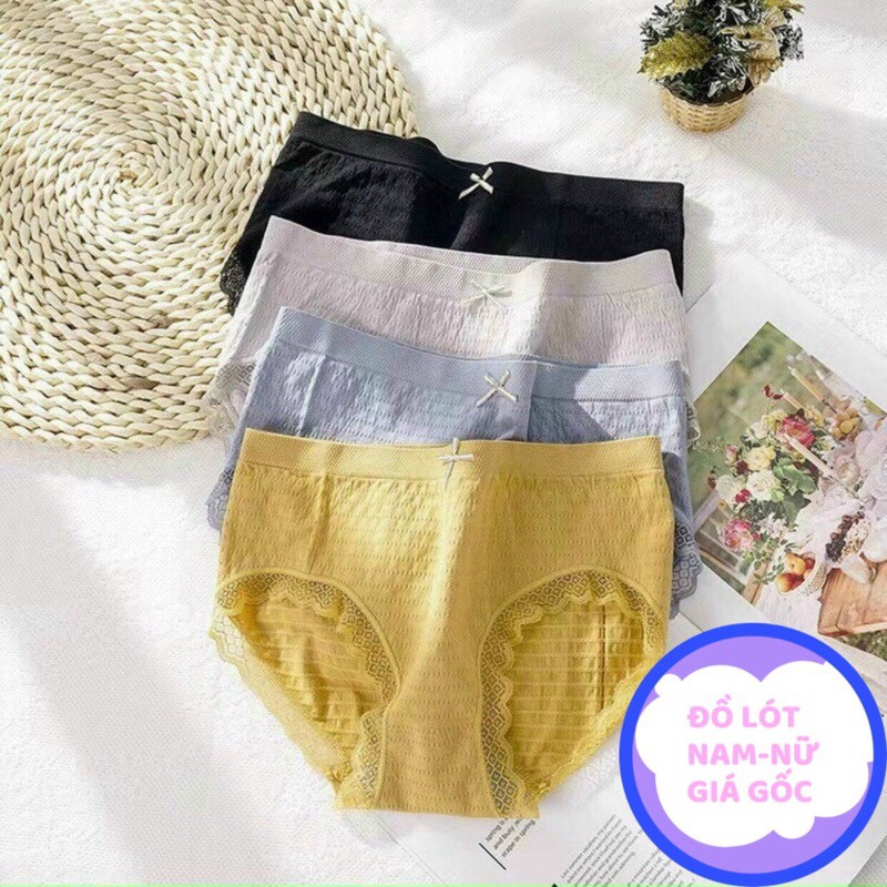 [ Mã FAXANH 722 giảm 10K đơn 50K] Quần Lót Nữ Cotton Viền Ren Gân Tăm Kháng Khuẩn Hoạ Tiết Viền Ren Cao Cấp Xuất Nhật