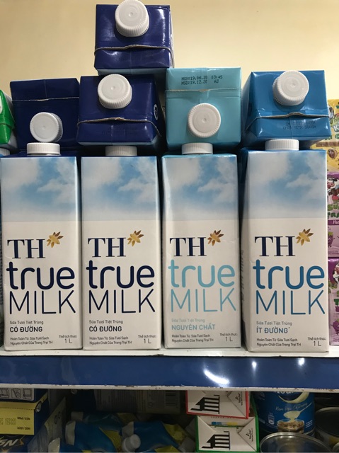 Sữa tươi TH có đường/k đường/ít đường chai 1l