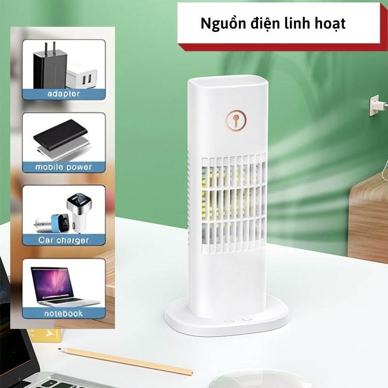 Quạt phun sương mini tiện dụng cho văn phòng, điều hòa hơi nước cá nhân tích hợp đèn ngủ D3