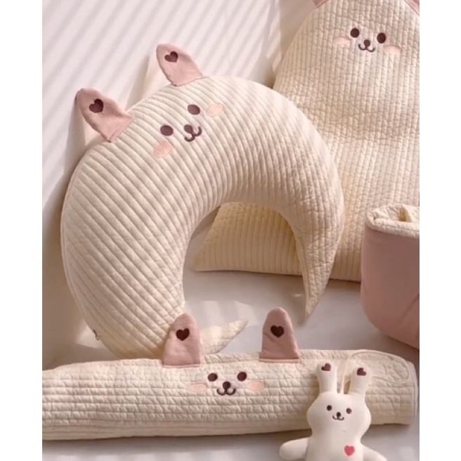 Gối Ngủ Chần Bông Cotton Tinh Khiết Hình Mặt Có Thể Tháo Rời Cho Bé