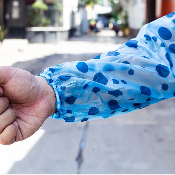 Áo Mưa Bít 1m4 Nhựa Dẻo Trong Suốt Bi Màu