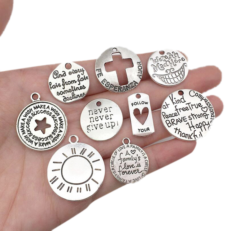 Set 20 Mặt Dây Chuyền Khắc Chữ Truyền Cảm Hứng Thời Trang