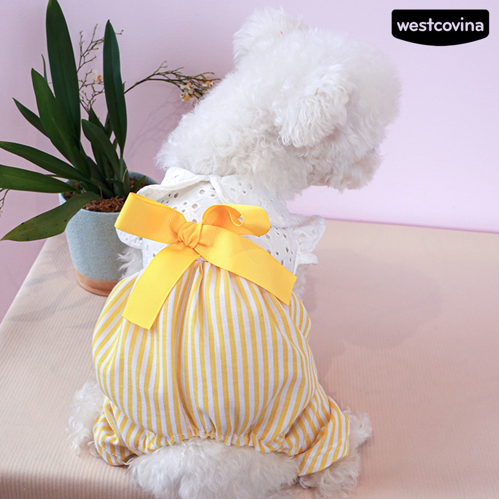 [Mới]♞Áo Liền Quần Eo Cao Đính Nơ Thời Trang Mùa Hè Cho Cún Cưng