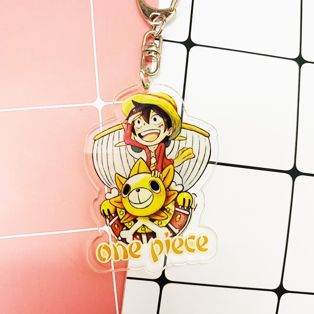 ( Mica trong acrylic ) Móc khóa One Piece Đảo Hải Tặc Luffy mũ rơm quà tặng xinh xắn dễ thương in hình anime chibi