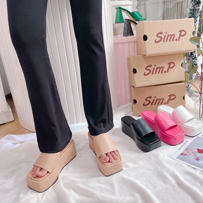 Dép bánh mì simpshoes 7cm quai ngang - xaxa