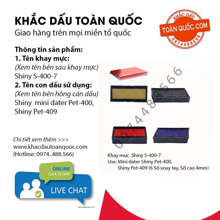 Khay mực con dấu Shiny (Đủ các loại)