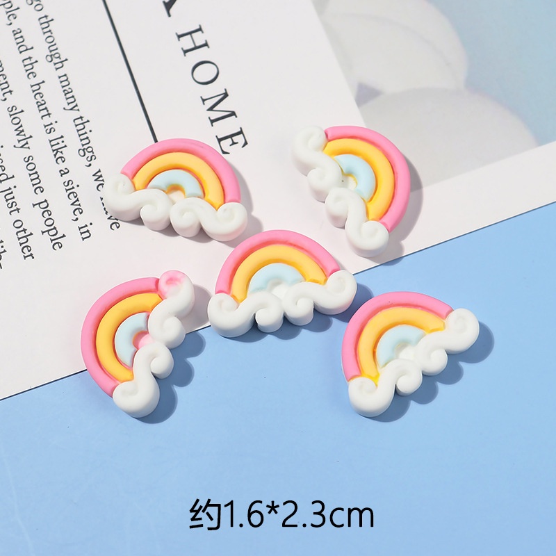 Bộ 10 miếng resin dán trang trí điện thoại hình đám mây/cầu vồng đáng yêu