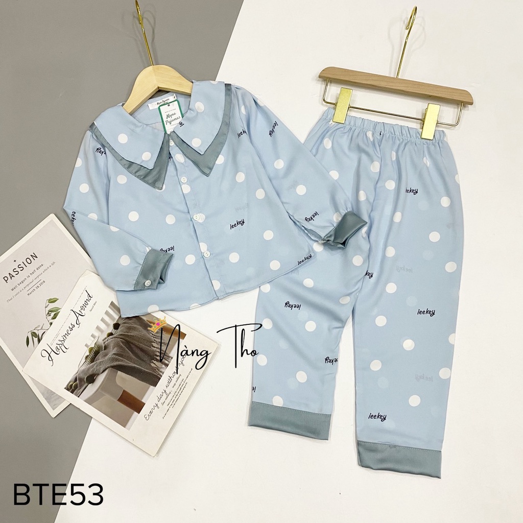 Bộ đồ pijama dài tay cho bé gái từ 1 tuổi đến 14 tuổi dễ thương, bộ pizama lụa mango mềm