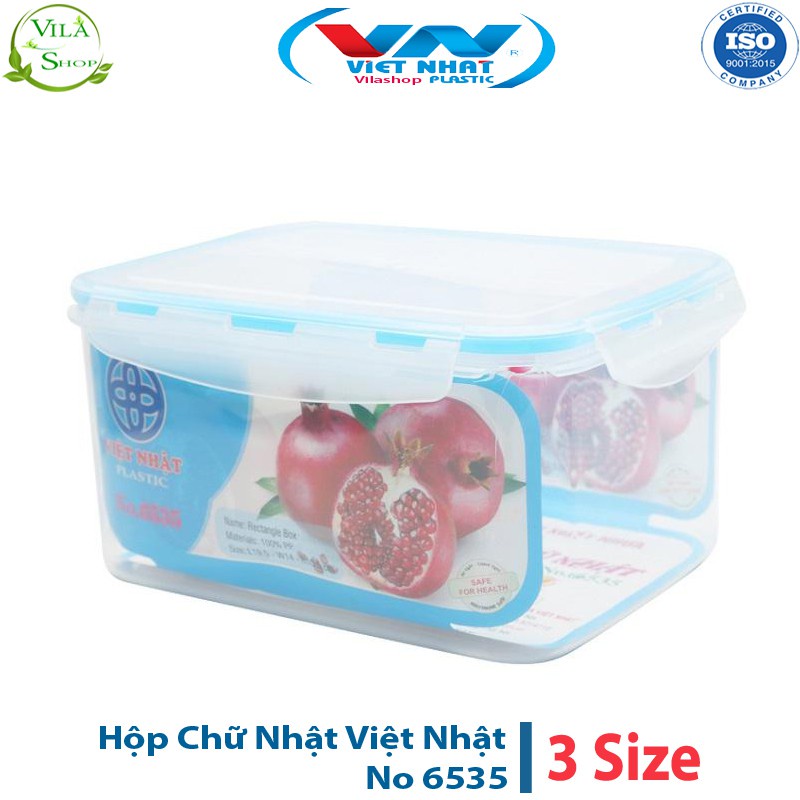 [Combo bộ 3] Hộp Đựng Thực Phẩm Việt Nhật Có Nắp Khóa Tiện Dụng - Bộ 3 hộp hình chữ nhật loại xịn mã số 6535