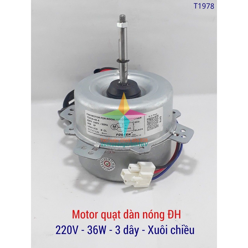 Motor quạt dàn nóng ĐH 220V-36W-3 dây-xuôi chiều
