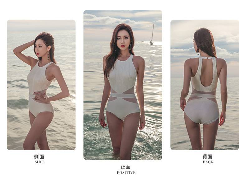 Korean style triangle dressing woman sexy gathered swimsuit cover belly slim swimwear | BigBuy360 - bigbuy360.vn