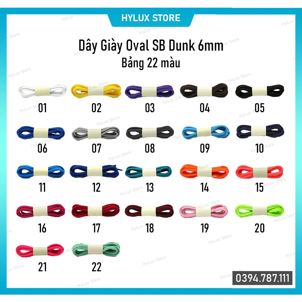 [Oval 22 màu-140cm] Dây giày oval bản 6mm cao cấp dài 140cm - Dây giày thể thao