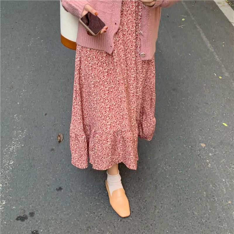 Đầm Midi Lưng Cao Cổ Chữ V In Hoa 38881