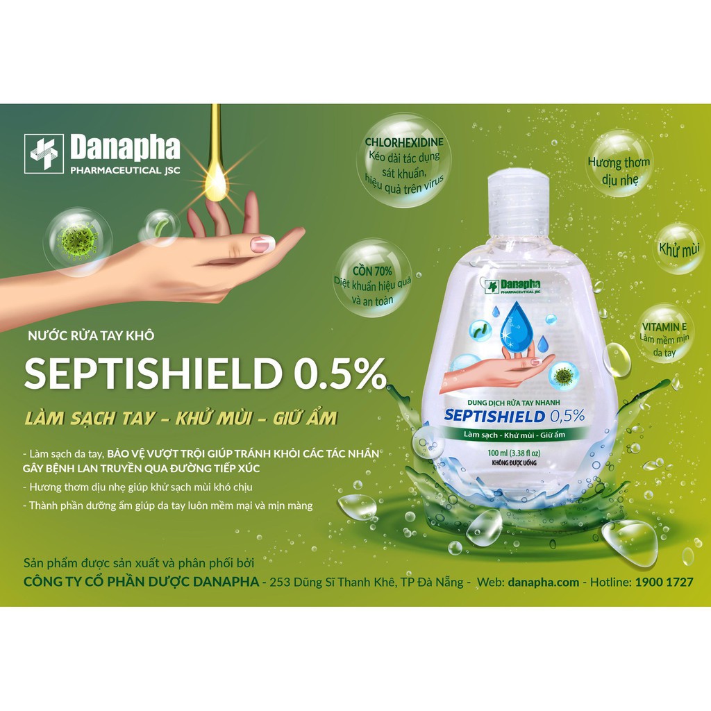 Nước rửa tay khô Septishield 0,5% Danapha 100ml | BigBuy360 - bigbuy360.vn