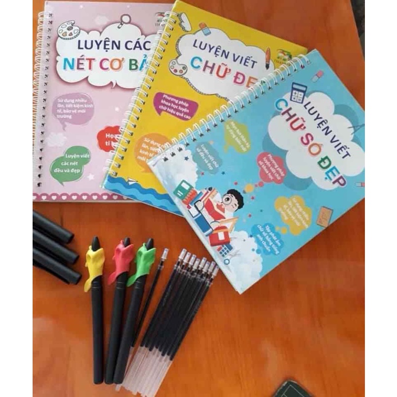 Đồ chơi giáo dục - combo tranh tự xóa tiếng Việt luyện chữ số nét cơ bản