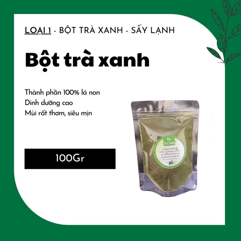 2 gói bột trà xanh ( loại 100gr/1g ) tặng que đắp