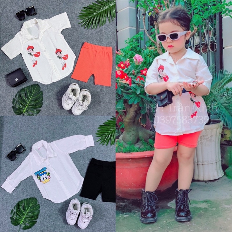 Sơ Mi Lụa Hoạt Hình Dễ Thương Cho Bé Gái Phối Kèm Quần Ngố Thời Trang Chất Đẹp
