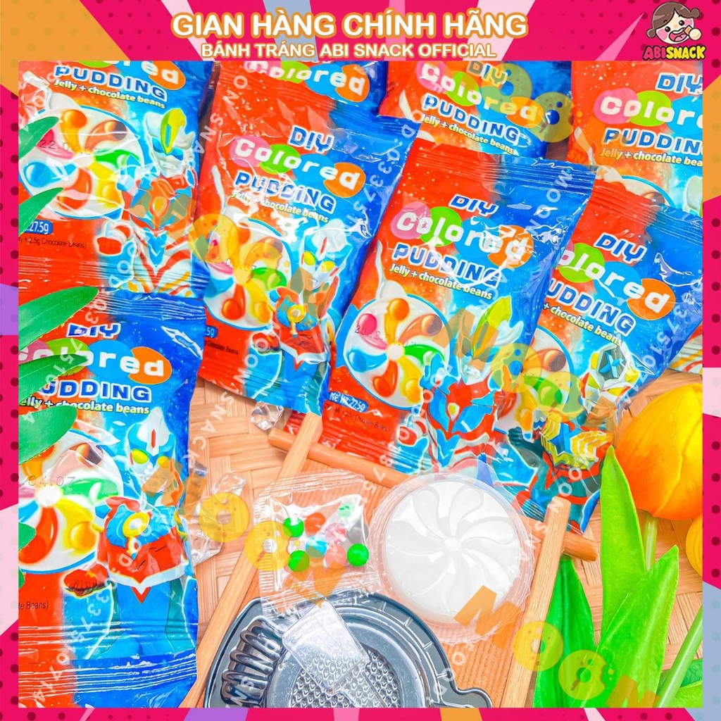 Một gói thạch pudding mix kẹo sắc màu tự làm DIY cho bé siêu dễ thương gói 27.5gam