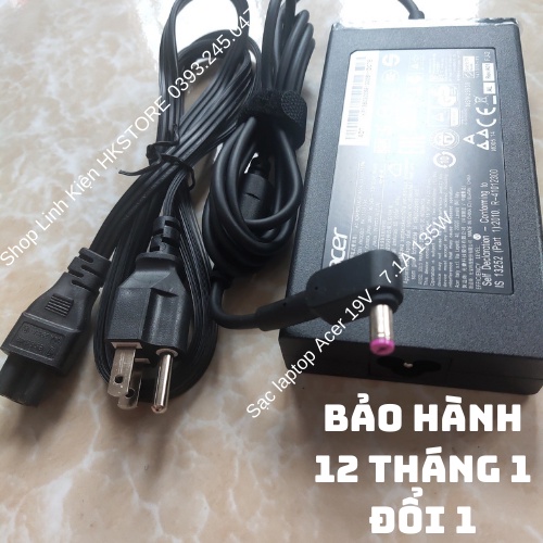 Sạc laptop Acer 19V 7.1A 135W Acer Aspire 7 V15 V17 8940 9800 9810 9920 L100 L310 L320 T5000 Travelmate 2000 2100 2700