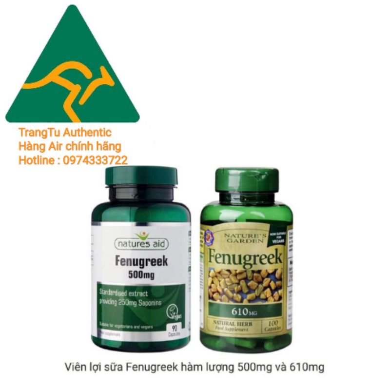 Viên Uống Lợi Sữa Cỏ Ca Ri Fenugreek Natures Aid 500mg 90 viên