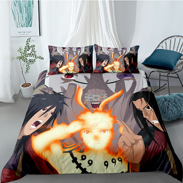 Bộ Drap giường 3 Trong 1 In Họa Tiết Hoạt Hình Naruto Uzumaki Naruto Uchiha Có Thể Giặt Được
