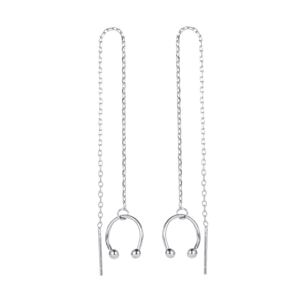 Bông Tai Dáng Dài Phối Tua Rua Phong Cách Hàn Quốc Cho Nữ