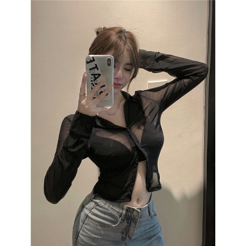 Set đồ COZOK gồm áo lưới tay dài chống nắng và áo ngực phong cách quyến rũ