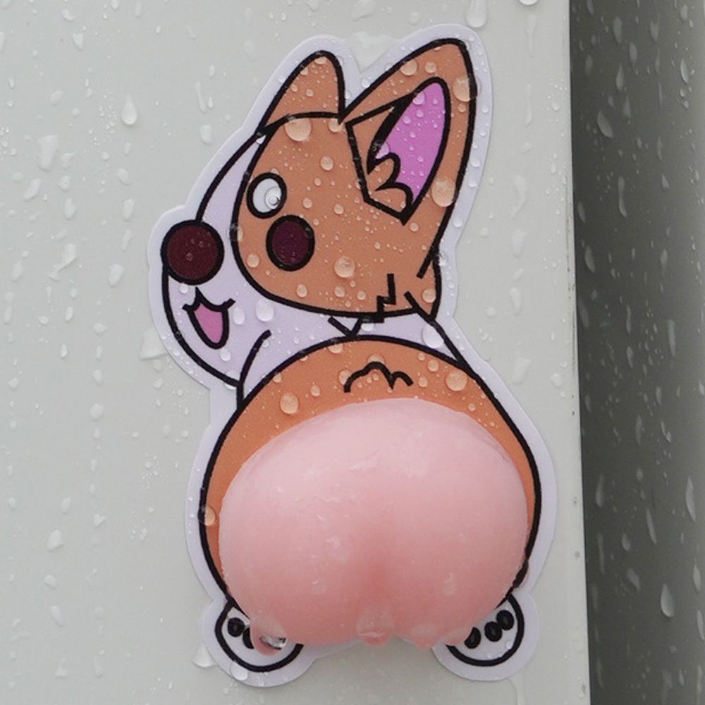 Bộ 2 miếng dán silicon 3D trang trí cửa xe hơi họa tiết hoạt hình dễ thương