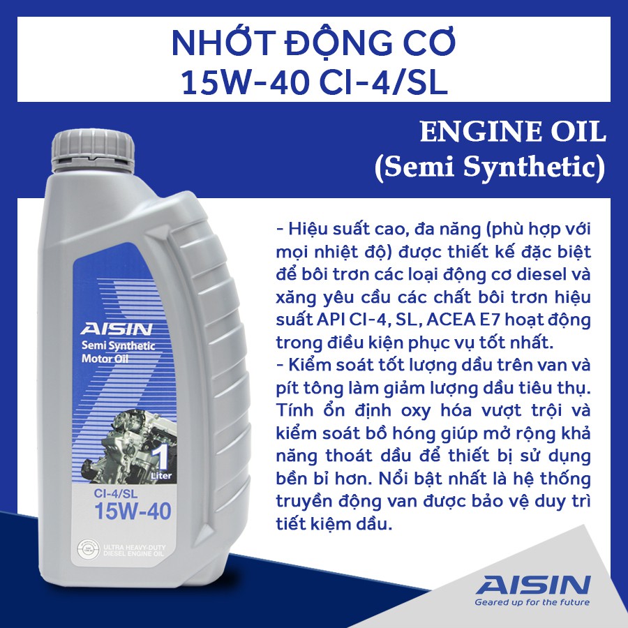 Nhớt Động Cơ AISIN ECSI1541P 15W40 CI4 / SL Semi Synthetic 1L Nhập Khẩu Chính Hãng