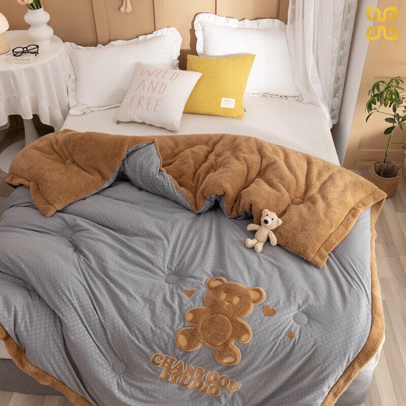 Chăn Lông Thỏ Chanyoou  Từ Bông Tơ Tằm Và Đậu Nành Siêu Xịn, kích thước 2mx2m3, cân nặng 4kg - nhập khẩu cao cấp