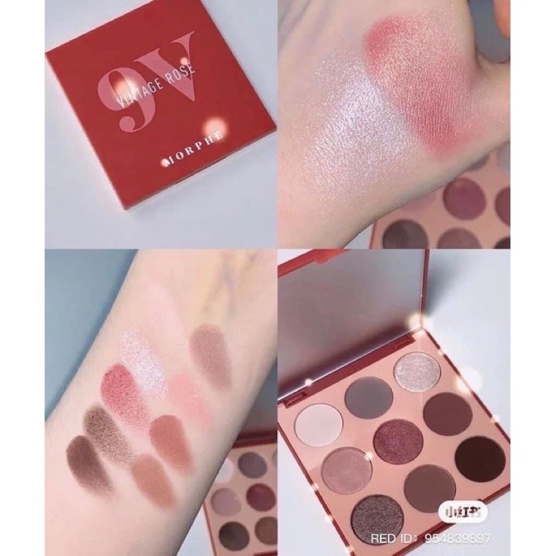 Bảng phấn mắt Morphe 9V Vintage Rose. 9 ô ly