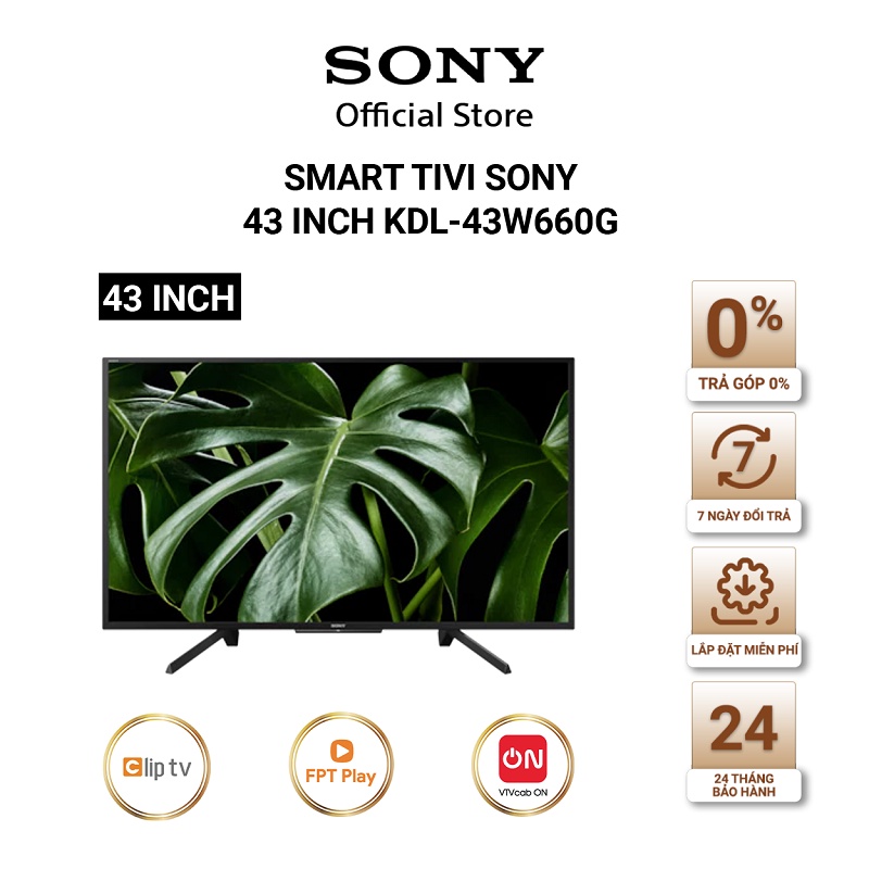 [Mã ELMALL7 giảm 7% đơn 5TR] Smart Tivi Sony 43 inch KDL-43W660G - Model 2021 - Miễn Phí Lắp Đặt