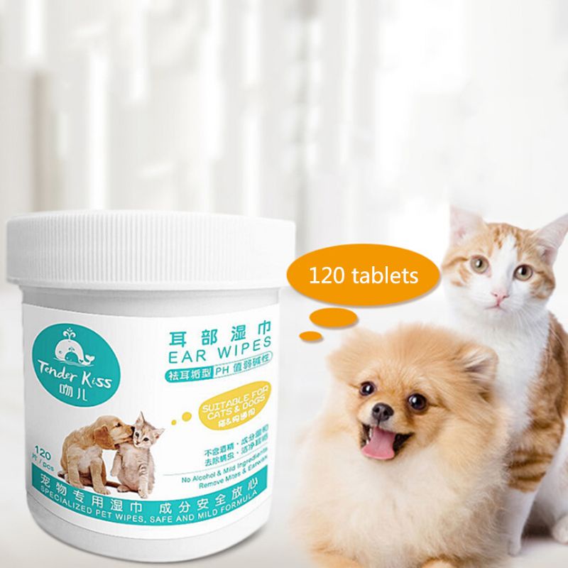 Hộp 120 Miếng Khăn Giấy Ướt Cho Thú Cưng Chiết Xuất Lô Hội