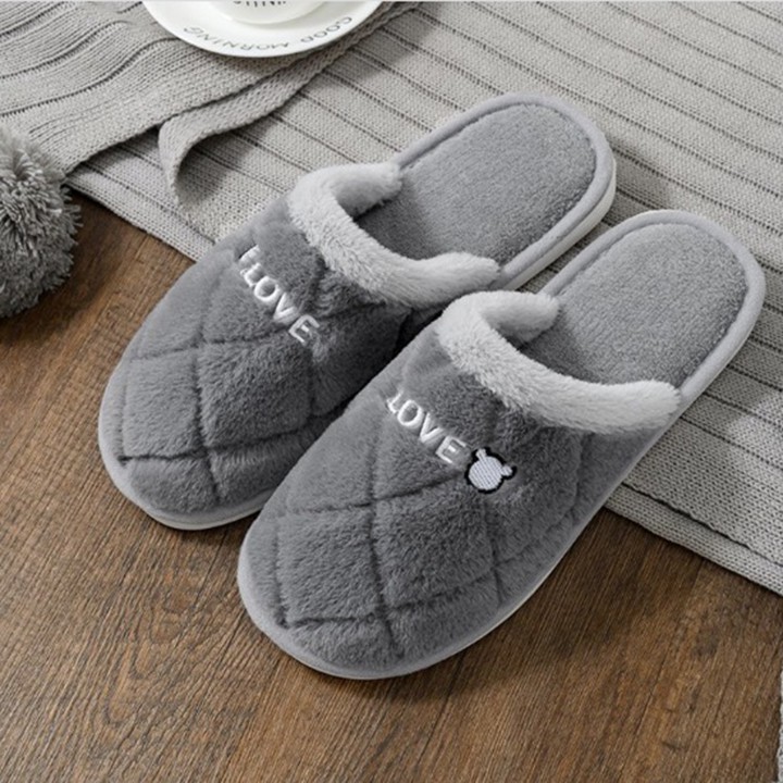 [CAO CẤP_CÓ TRỢ SHIP] Dép lông mang trong nhà bít mũi vân ca rô - Dép đi trong nhà nữ S032 êm chân, lâu mòn, chống trượt