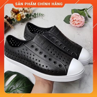 [FULL HỘP] Giày nhựa đi mưa Native - Chất liệu nhựa xốp siêu nhẹ, không thấm nước - Màu đen viền trắng