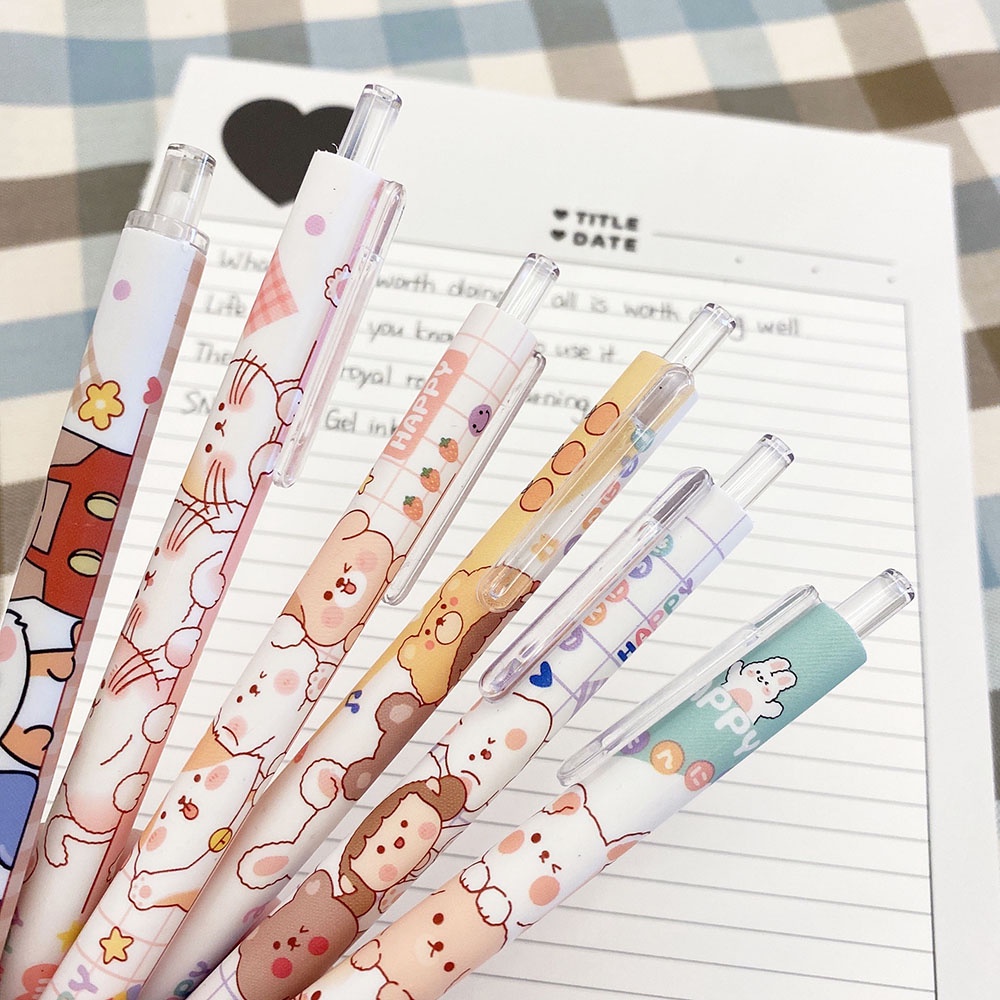 Set bút mực gel ngòi 0.5 thiết kế dễ thương có thể thu gọn cho học sinh