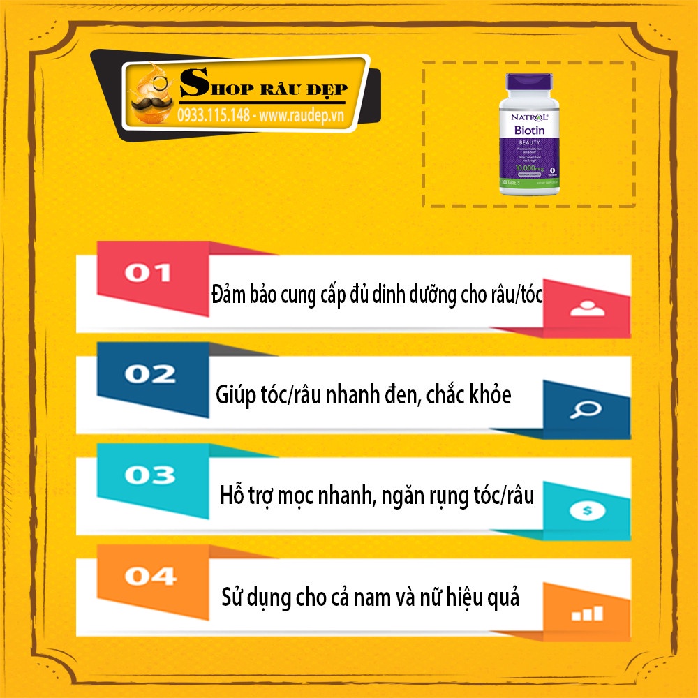 Biotin Natrol hỗ trợ ngăn ngừa rụng tóc và mọc tóc của Mỹ