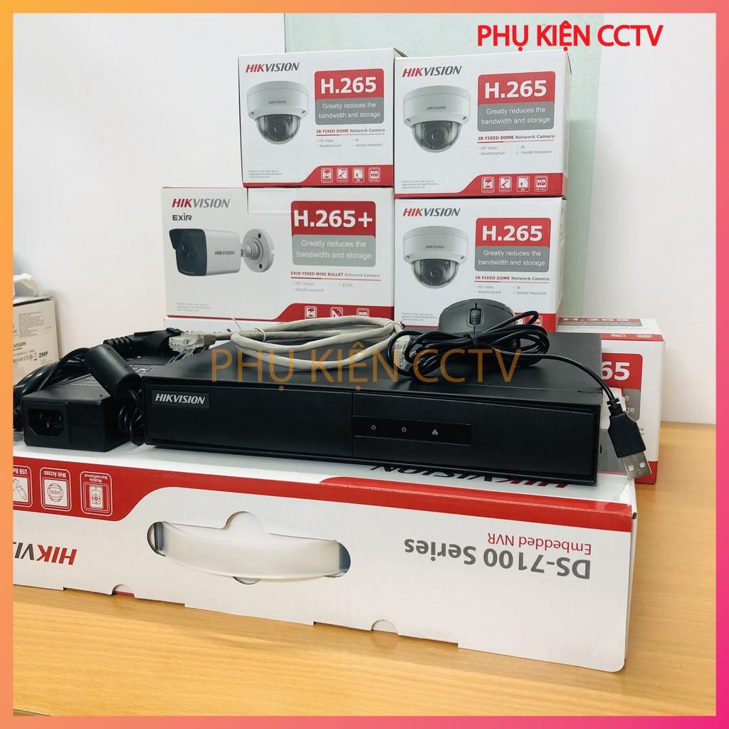 Bộ Camera Hikvision ip 2mp 5/6/7/8 mắt hỗ trợ POE full phụ kiện lắp đặt