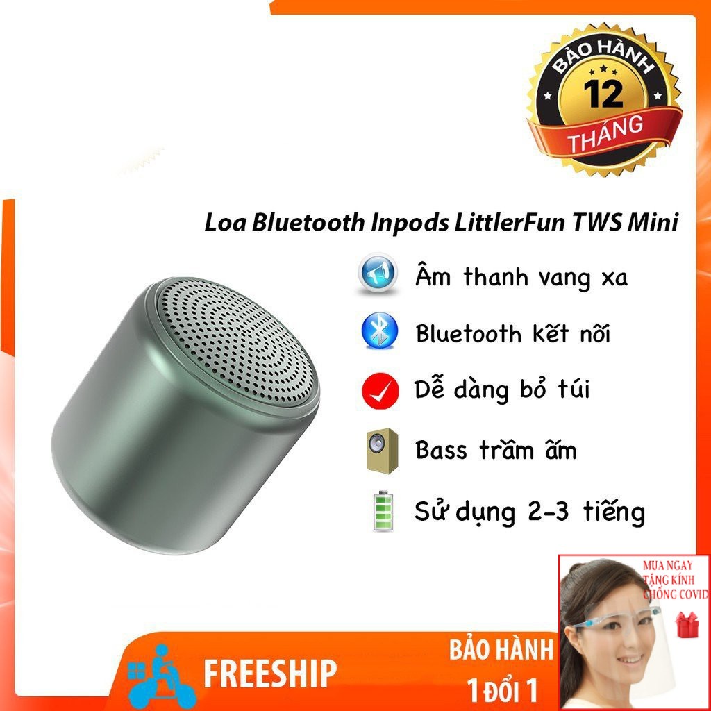 Loa Bluetooth inPods LitteFun Chính Hãng G01 âm bass ấm nghe nhạc cực lâu